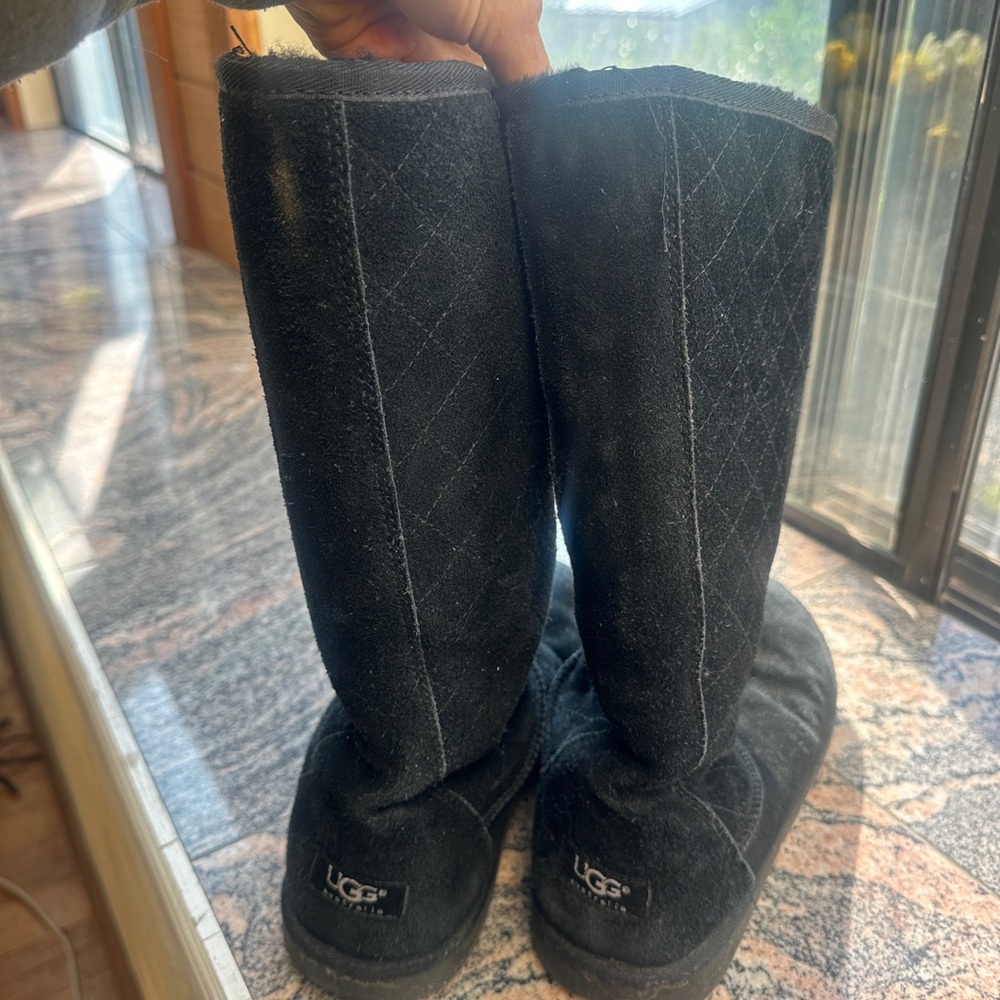 UGG Black Quilted Tall Boots sz 10